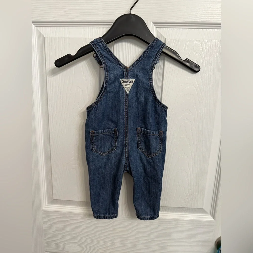 OshKosh B’gosh Denim Overalls 6M Classic Baby Blue Jean Overalls flannel lined